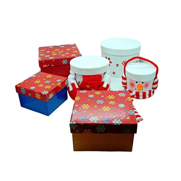 Lot 3 Holiday Nested Gift Boxes Nesting Sets Various Colors Designs and Sizes - Picture 7 of 10